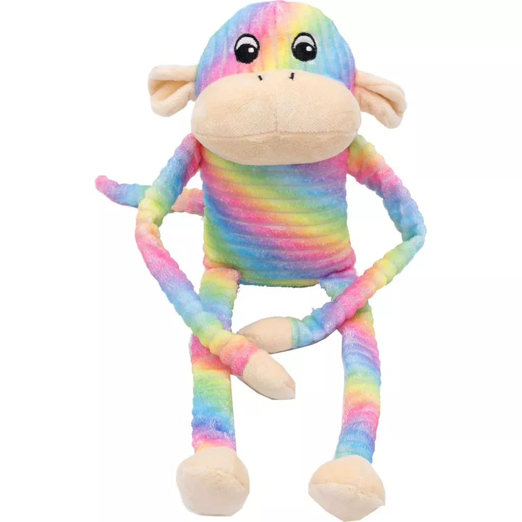 ZippyPaws Spencer the Crinkle Monkey Dog Toy Large Rainbow