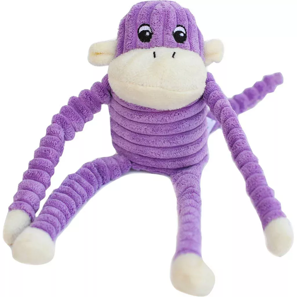 ZippyPaws Spencer the Crinkle Monkey Plush Dog Toy, Small, Purple